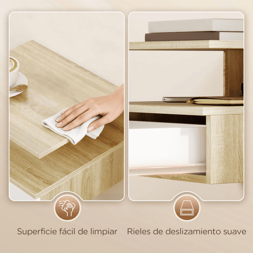 HOMCOM Conjunto de 2 Mesas de Cabeceira Suspensas com Gaveta, Mesas de Cabeceira Modernas para Quartos, Fixação na Parede, 35x32x22,5 cm, Carvalho e Branco