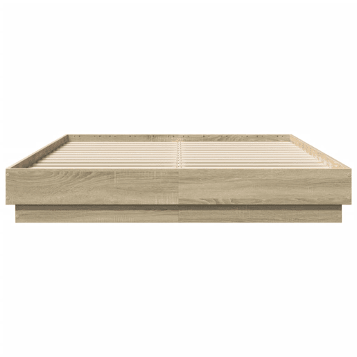 Estrutura de Cama de casal moderno com luzes LED 150x200 cm carvalho sonoma