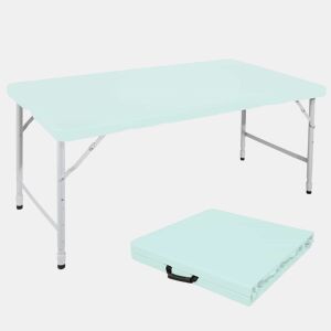 Mesa dobrável portátil de 125 cm - altura ajustável, resistência de 135 kg, multifuncional com pega - azul