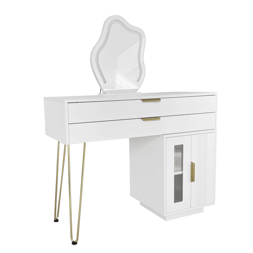 Tocador LED 100x40x78 cm - Design moderno extensível para quarto - Branco