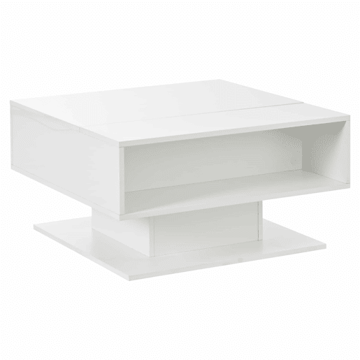 Mesa de centro 80 x 75 x 40 cm - elevável hidraulicamente, acabamento de alto brilho, com espaço de arrumação e design geométrico - branca