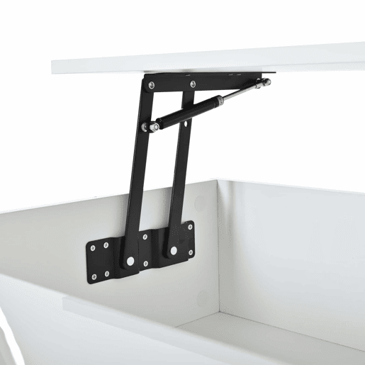 Mesa de centro 80 x 75 x 40 cm - elevável hidraulicamente, acabamento de alto brilho, com espaço de arrumação e design geométrico - branca