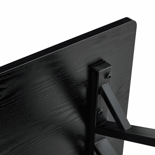 Mesa de centro 110 x 57 x 44,5 cm - estilo industrial com prateleira de arrumação, acabamento em madeira preta e estrutura metálica - preta