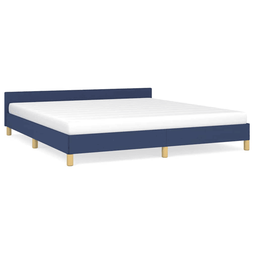 Estrutura Cama de casal para adultos c cabeceira sem colchão 180x200 cm tecido azul