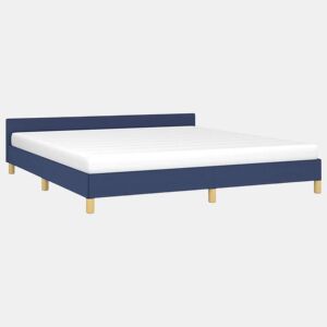 Estrutura Cama de casal para adultos c cabeceira sem colchão 180x200 cm tecido azul