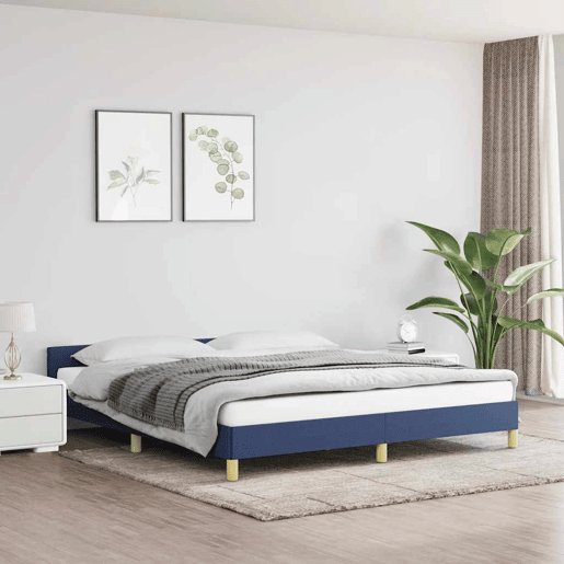Estrutura Cama de casal para adultos c cabeceira sem colchão 180x200 cm tecido azul