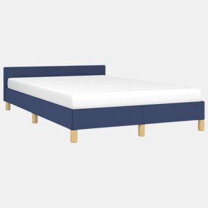 Estrutura Cama de casal para adultos c cabeceira sem colchão 120x200 cm tecido azul