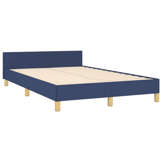 Estrutura Cama de casal para adultos c cabeceira sem colchão 120x200 cm tecido azul