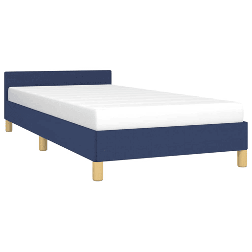 Estrutura de cama de solteiro para adultos c cabeceira tecido 80x200 cm azul