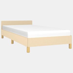 Estrutura de cama de solteiro para adultos c cabeceira tecido 90x200 cm creme