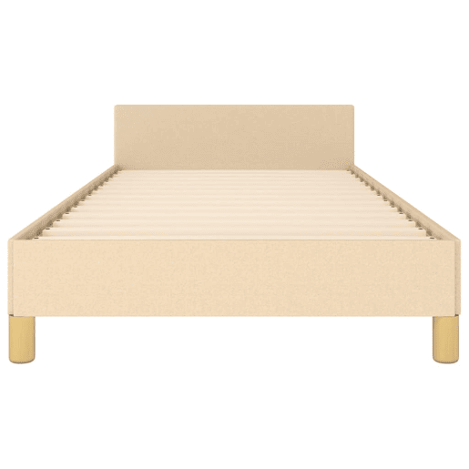 Estrutura de cama de solteiro para adultos c cabeceira tecido 90x200 cm creme