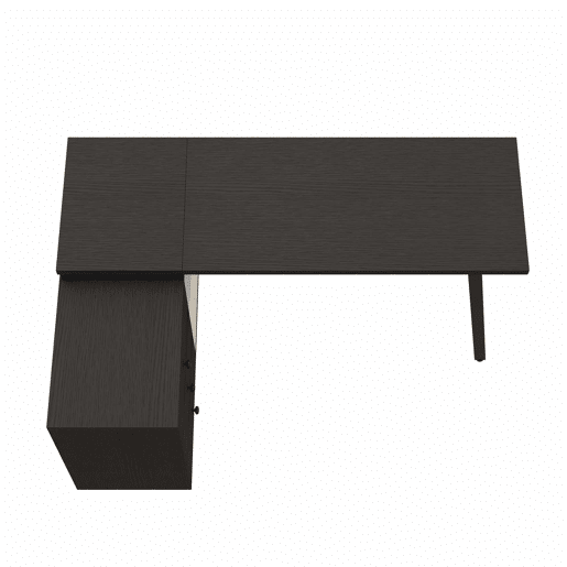 Secretária em L 150 x 100 x 76 cm - três gavetas, duas prateleiras abertas, pés em aço, ampla superfície - preto