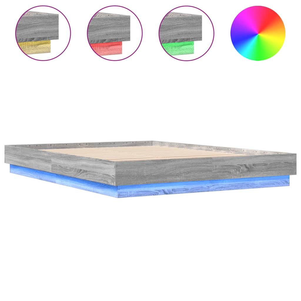 Estructura De Cama Doble Matrimonial 143x203 Roble/ Gris