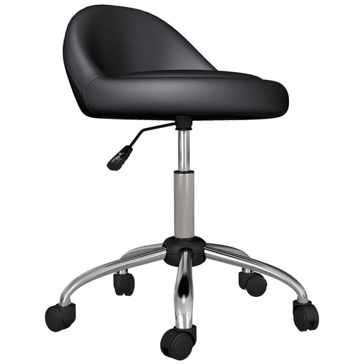 HOMCOM Banco com Rodas Banco Giratório Cosmético com Altura Ajustável Pele Sintética Assento Acolchoado e Largo para Dentista e Cabeleireiro Carga 120 kg Ø50x63-83 cm Preto