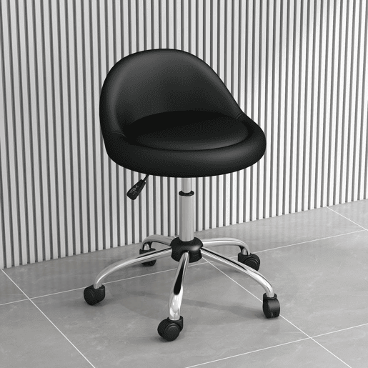 HOMCOM Banco com Rodas Banco Giratório Cosmético com Altura Ajustável Pele Sintética Assento Acolchoado e Largo para Dentista e Cabeleireiro Carga 120 kg Ø50x63-83 cm Preto