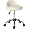 HOMCOM Banco com Rodas Banco Giratório Cosmético com Altura Ajustável Pele Sintética Assento Acolchoado e Largo para Dentista e Cabeleireiro Carga 120 kg Ø50x63-83 cm Branco