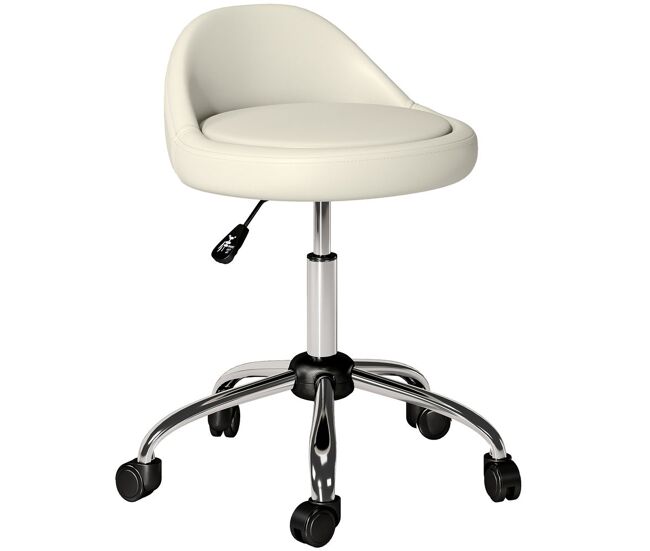Homcom taburete con ruedas, taburete giratorio cosmético con altura ajustable, cuero sintético, asiento acolchado y amplio, para dentista y peluquería