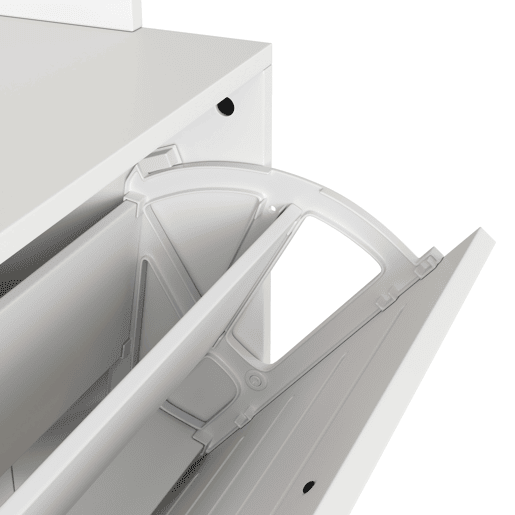 Sapateira com 3 portas - Prateleira para sapatos, gancho para chapéus e bolsas - Branco