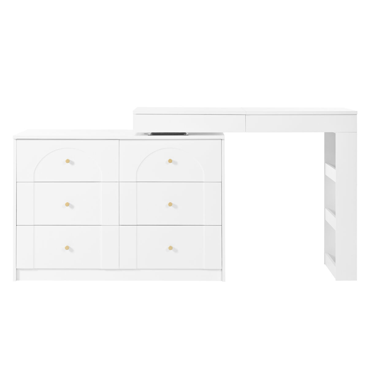 Tocador giratorio 105×40×80 cm - con iluminación led y mesa multifunción - blanco