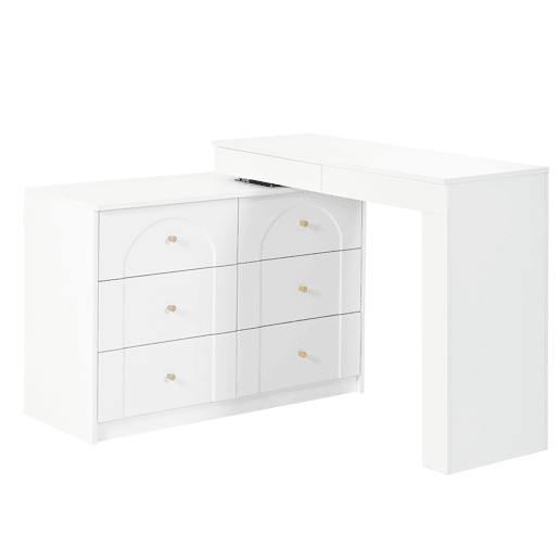 Penteadeira giratória 105×40×80 cm - com iluminação LED e mesa multifuncional - branca Penteadeira giratória 105×40×80 cm - com iluminação LED e mesa multifuncional - branca