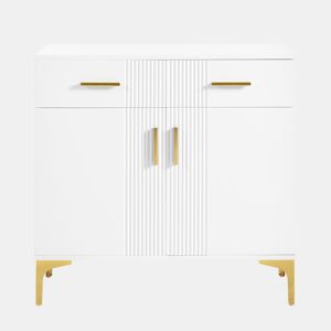 Aparador moderno 80x35x79,5 cm - com 2 portas, 2 gavetas, puxadores e pés metálicos
