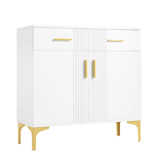 Aparador moderno 80x35x79,5 cm - com 2 portas, 2 gavetas, puxadores e pés metálicos