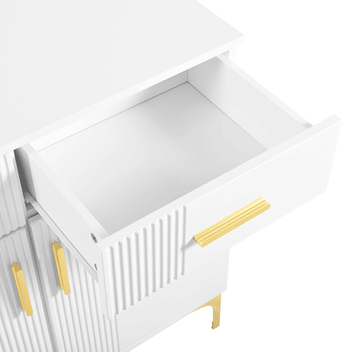 Aparador moderno 80x35x79,5 cm - com 2 portas, 2 gavetas, puxadores e pés metálicos