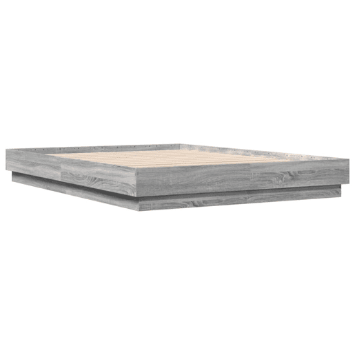 Estrutura de Cama de casal moderno com luzes LED 150x200 cm cinzento sonoma