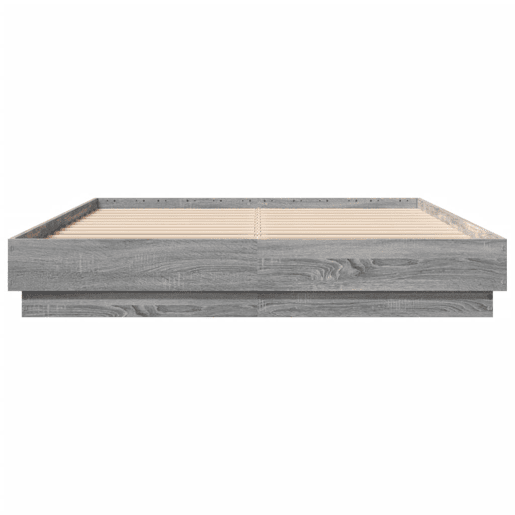 Estrutura de Cama de casal moderno com luzes LED 150x200 cm cinzento sonoma