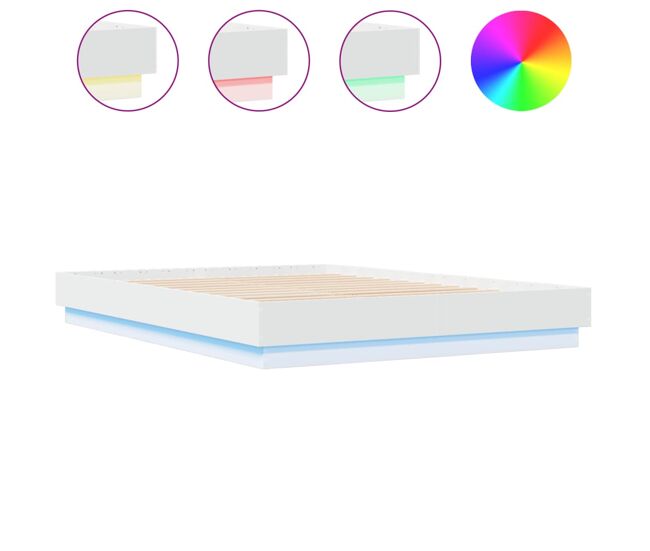 Estructura de cama doble matrimonial - con luces led blanco 150x200 cm