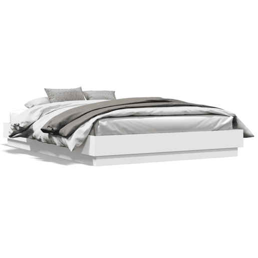 Estrutura de Cama de casal moderno com luzes LED 150x200 cm branco