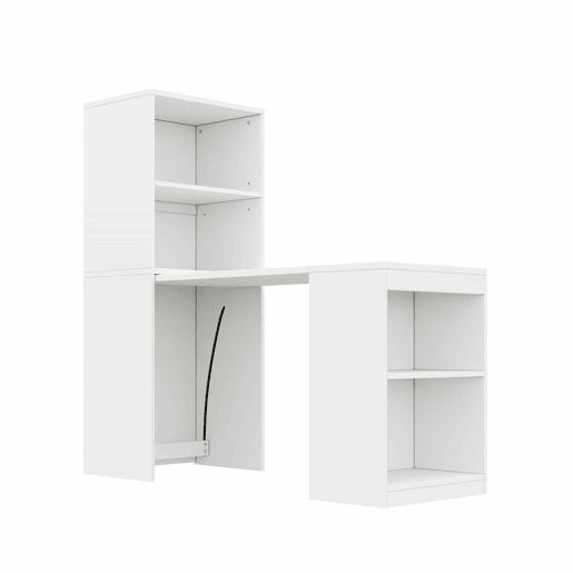 Mesa multifuncional 130 x 51 x 137 cm - secretária e armário com 4 compartimentos, grande capacidade - branco