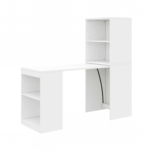 Mesa multifuncional 130 x 51 x 137 cm - secretária e armário com 4 compartimentos, grande capacidade - branco