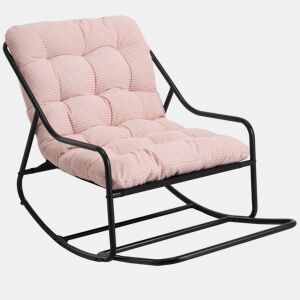Cadeira de baloiço para exterior - almofada grossa e confortável, estofamento macio, para sala de estar, quarto e leitura - rosa
