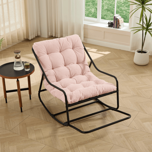 Cadeira de baloiço para exterior - almofada grossa e confortável, estofamento macio, para sala de estar, quarto e leitura - rosa