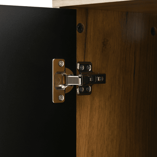 Sapateira moderna 80x24x95,5 cm - com 1 gaveta, 2 sapateiras rebatíveis, 1 porta, preta e natural