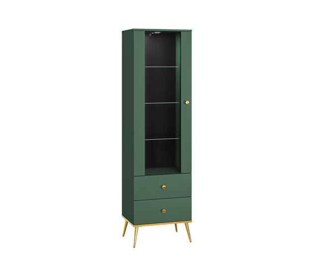 Vitrina fort 55x40x190 verde, dorado