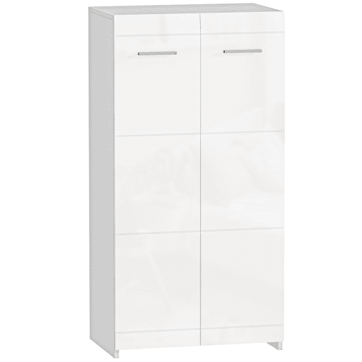 HOMCOM Armário Sapateira Moderno com Prateleiras Ajustáveis, para 10 Pares de Sapatos Sapateira para Entrada 55x36x108 cm, Branco Brilhante