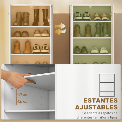 HOMCOM Armário Sapateira Moderno com Prateleiras Ajustáveis, para 10 Pares de Sapatos Sapateira para Entrada 55x36x108 cm, Branco Brilhante