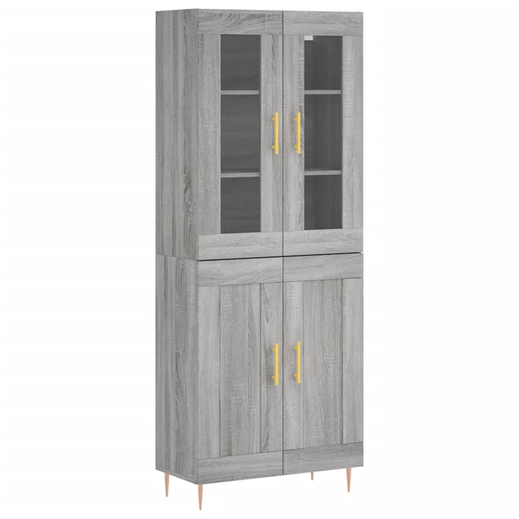 Aparador alto - Mueble de almacenamiento 69 Roble/ Gris