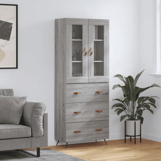 Armário alto - Bufete - Móvel de apoio 69,5x34x180 cm derivados de madeira sonoma cinza pt1111