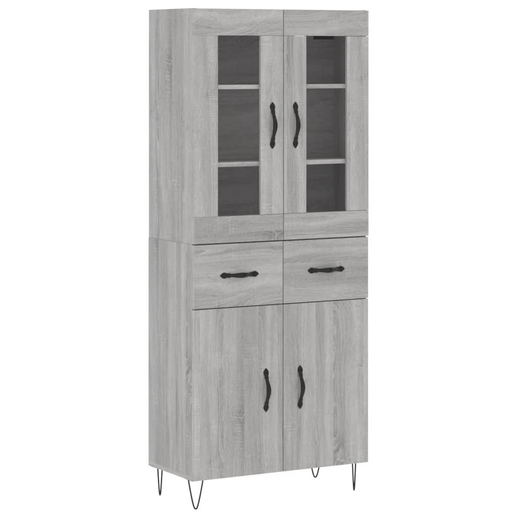 Aparador alto - Mueble de almacenamiento 69 Roble/ Gris