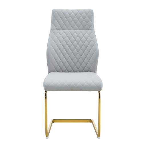 Cadeira de sala de jantar 2 unidades - encosto alto, assento acolchoado, metal dourado - cinza clarodourado
