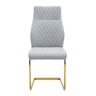 Cadeira de sala de jantar 2 unidades - encosto alto, assento acolchoado, metal dourado - cinza clarodourado
