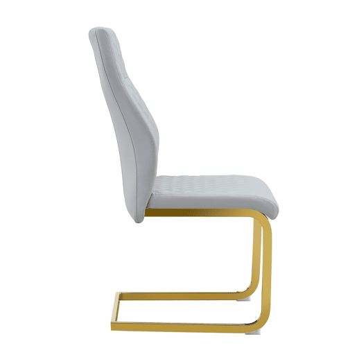 Cadeira de sala de jantar 2 unidades - encosto alto, assento acolchoado, metal dourado - cinza clarodourado