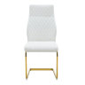 Cadeira de sala de jantar 2 unidades - encosto alto, assento acolchoado, estrutura metálica dourada - Branco+Dourado