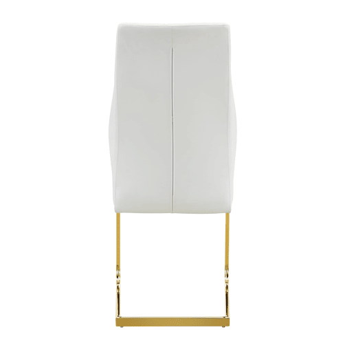 Cadeira de sala de jantar 2 unidades - encosto alto, assento acolchoado, estrutura metálica dourada - Branco+Dourado