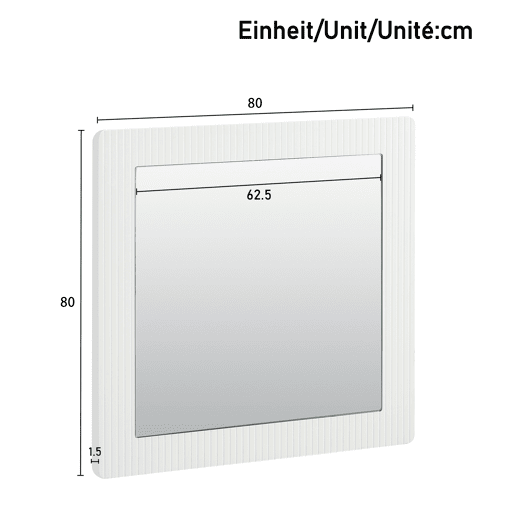 Conjunto aparador e espelho 80x80 cm - 6 gavetas com detalhes dourados - Branco