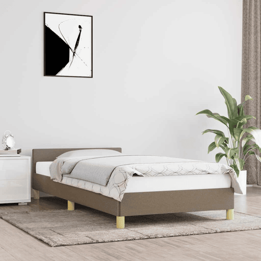 Estrutura de cama de solteiro para adultos c cabeceira tecido 80x200 cm