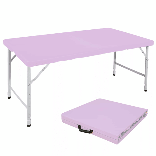 Mesa dobrável portátil de 125 cm - altura ajustável, multifuncional, capacidade de carga de 135 kg - roxa